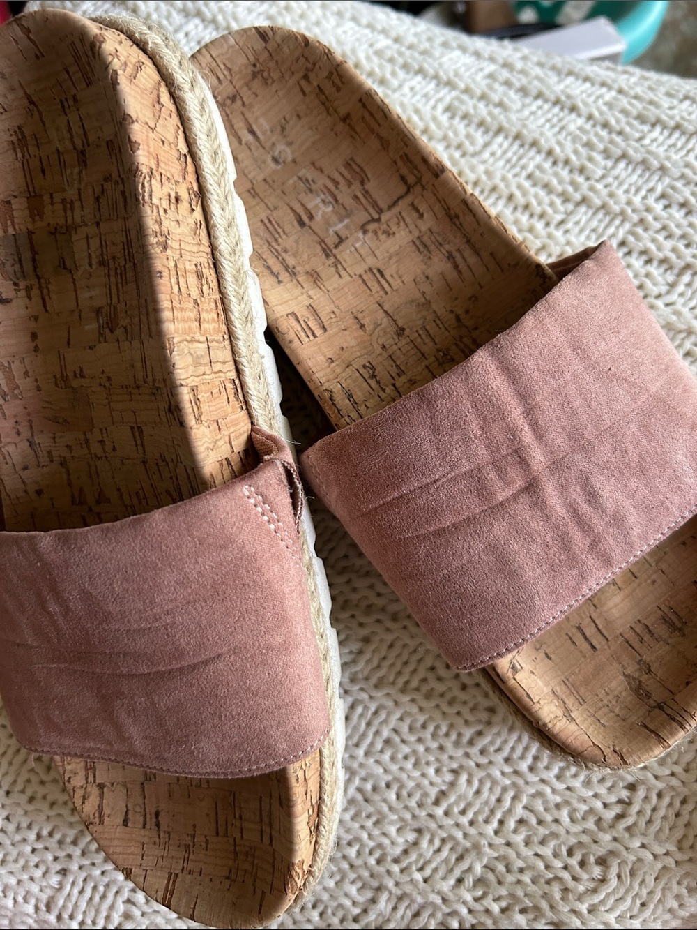 Esprit Dusty Rose Cork Slide Mules